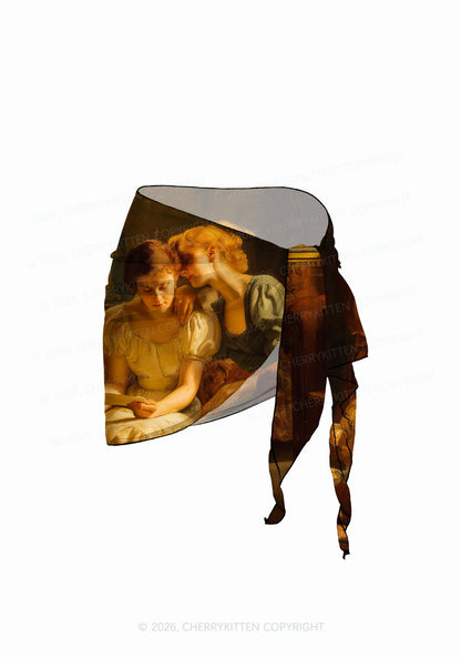 Two Women Reading Letter Pride Y2K Print Bikini Set Cherrykitten