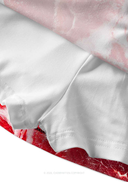 Beef Steak Texture Y2K Print Mini Skirt Cherrykitten
