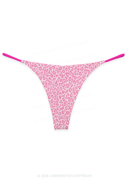 Pink Leopard Y2K Print Bikini String Thong Cherrykitten