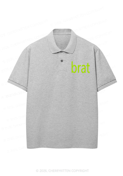 Embroidered Green Brat Y2K Polo Shirts Cherrykitten