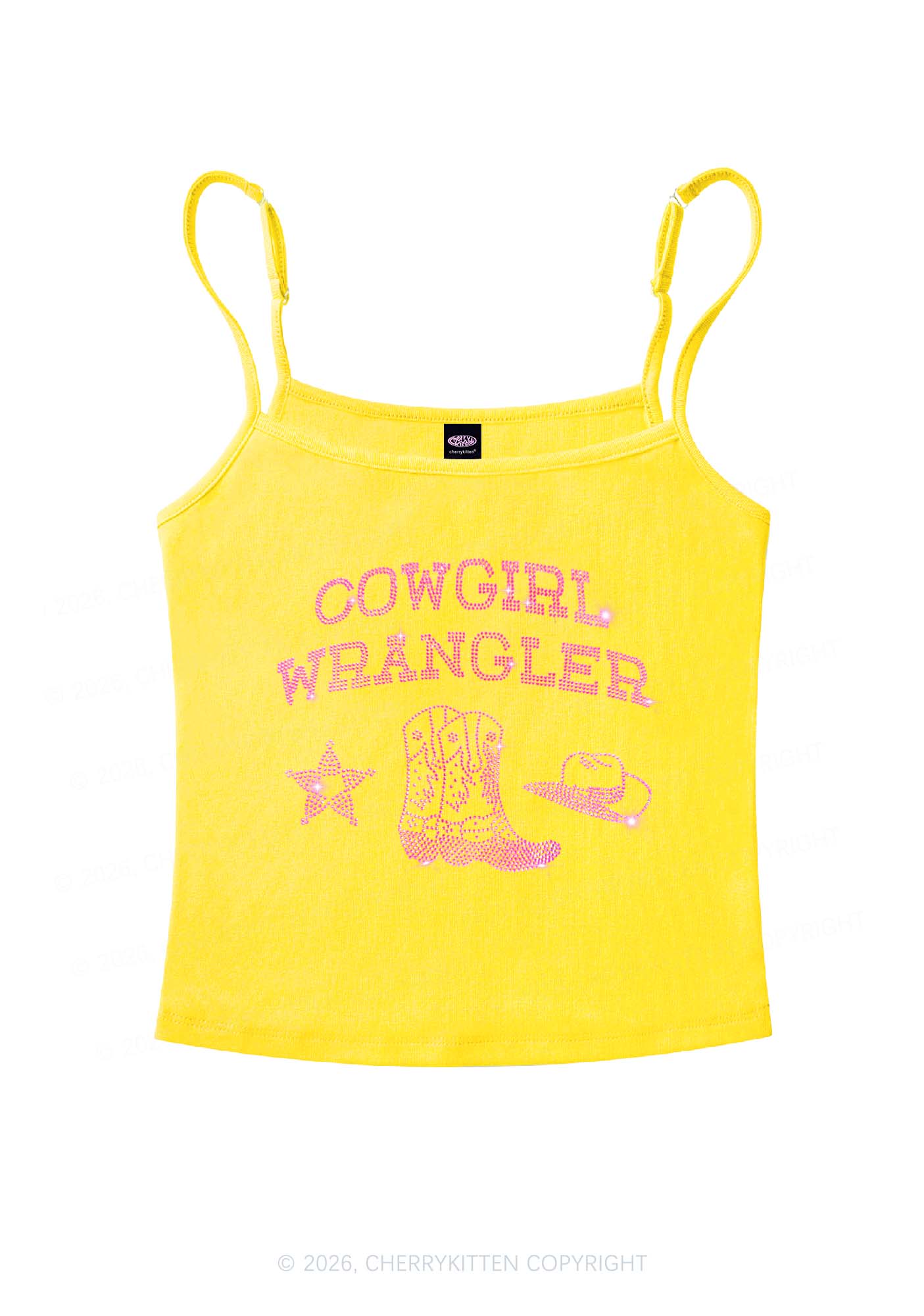 Rhinestone Cowgirl Wrangler Boots Pride Y2K Spaghetti Strap Cami Cherrykitten