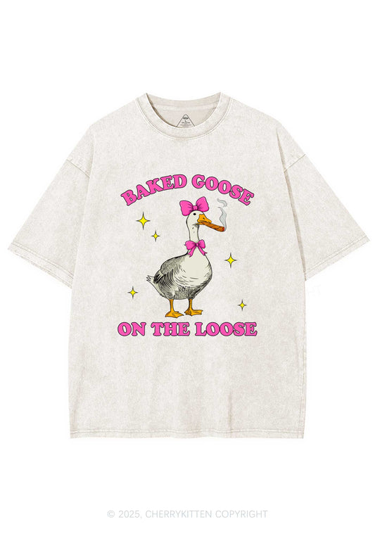 Baked Goose On The Loose Y2K Shirts Washed Tee Cherrykitten