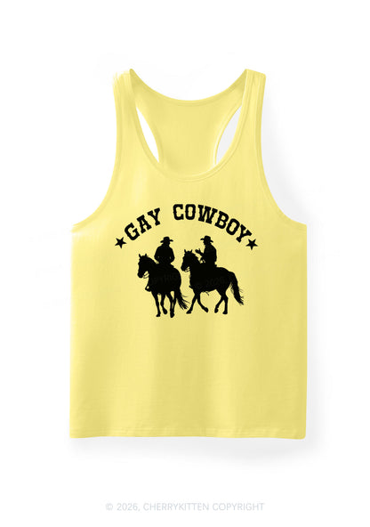 Gay Cowboy Pride Y2K Men Racerback Tank Top Cherrykitten