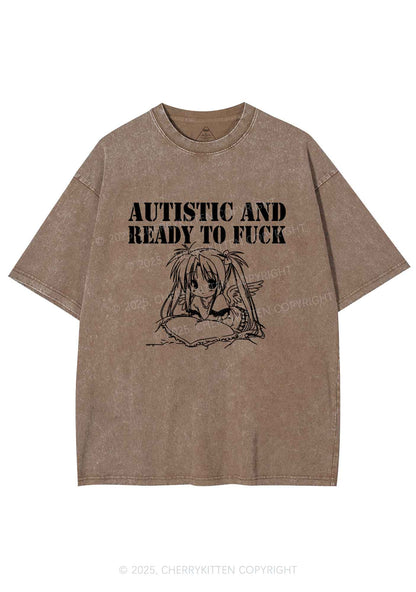 Autistic Ready To Fxxk Y2K Shirts Washed Tee Cherrykitten