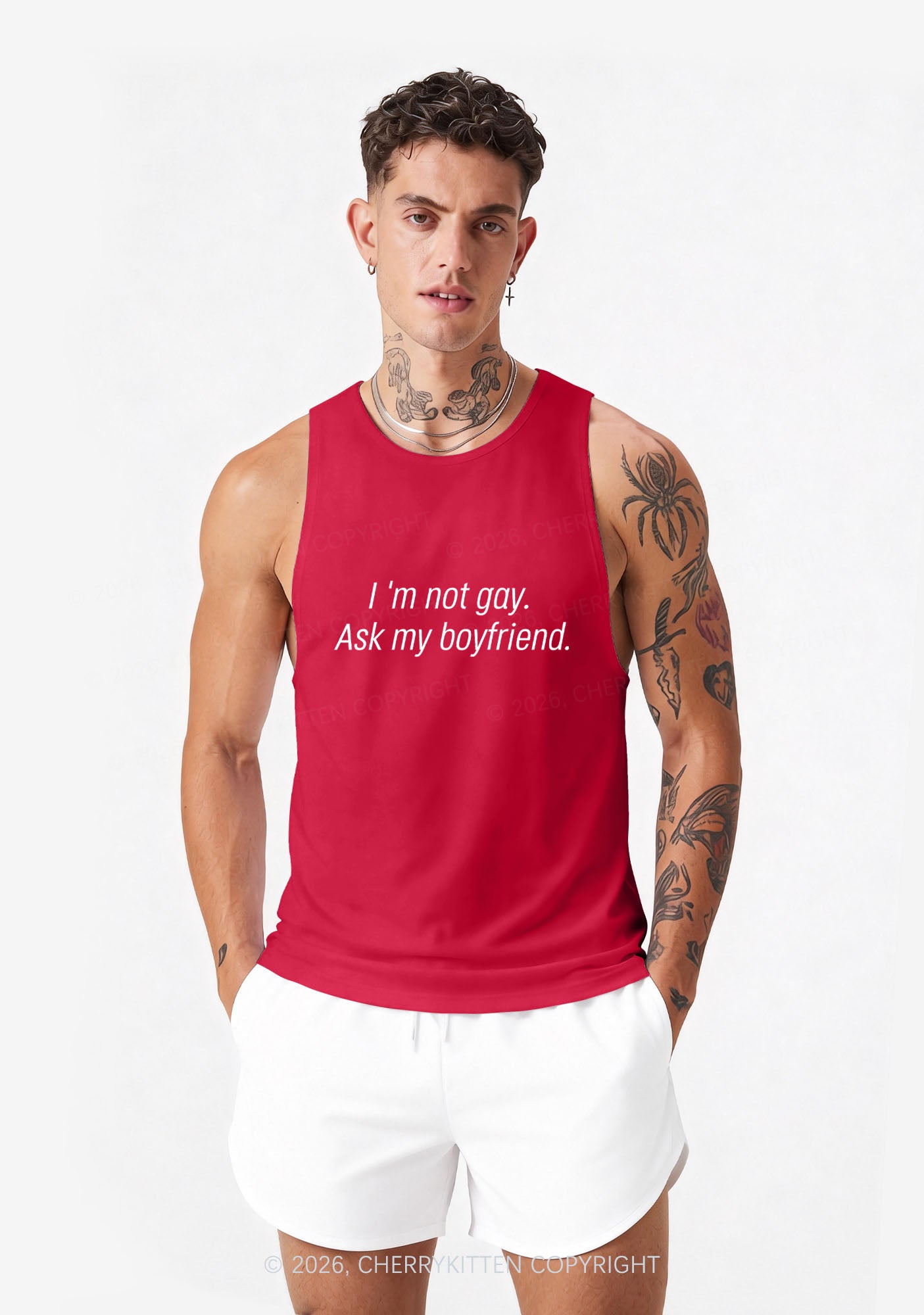 Im Not Gay Pride Y2K Men Racerback Tank Top Cherrykitten