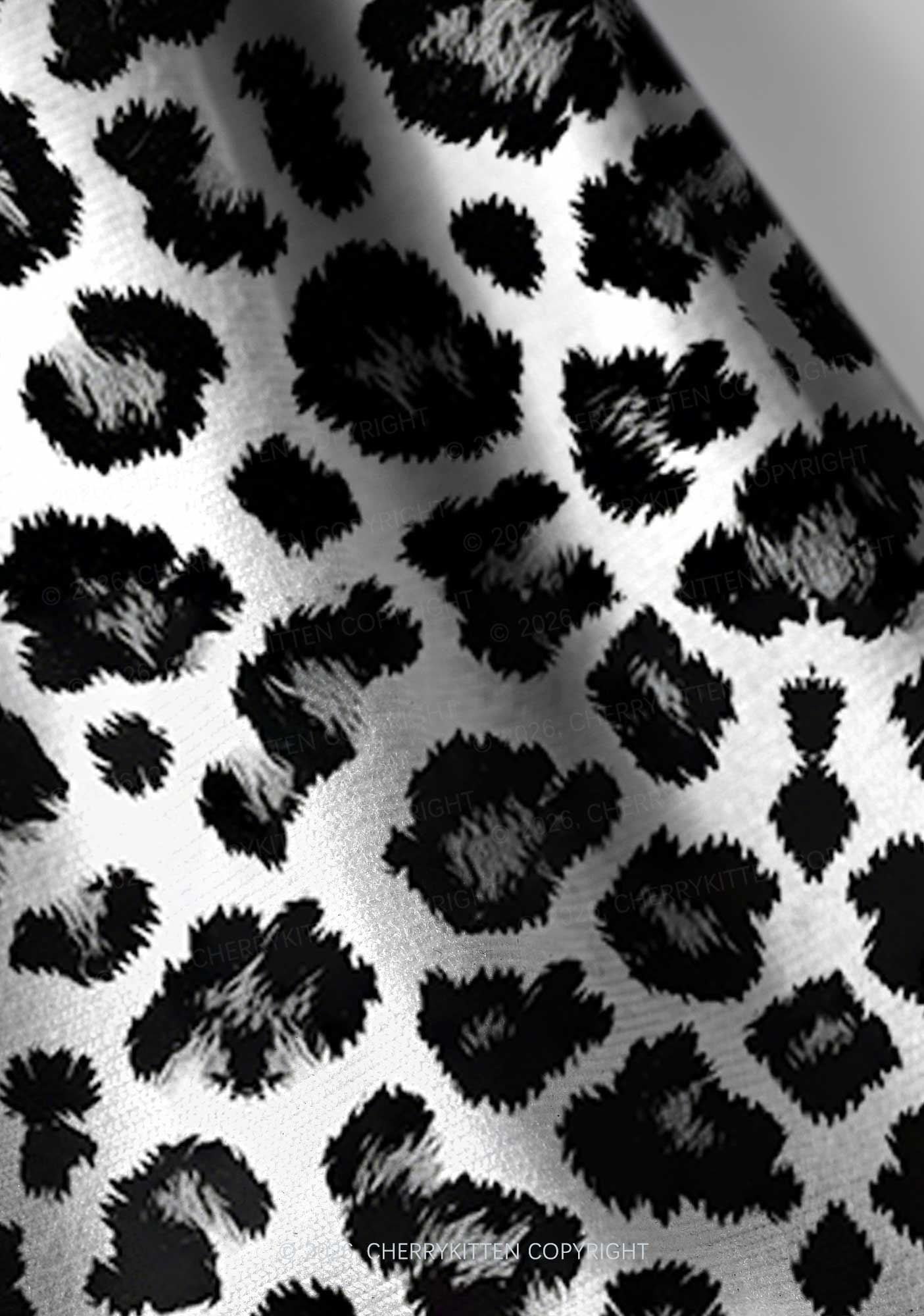 Black White Leopard Y2K Print Headband Cherrykitten