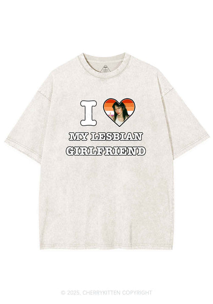 Custom My Lesbian GF Pride Y2K Shirts Washed Tee Cherrykitten