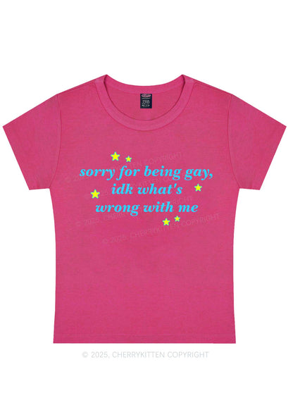 Sorry For Being Gay Pride Y2K Baby Tee Cherrykitten