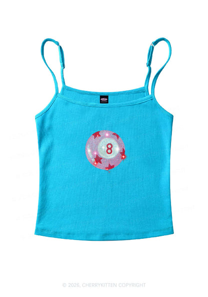 Rhinestone Pink Eight Ball Star Y2K Spaghetti Strap Cami Cherrykitten