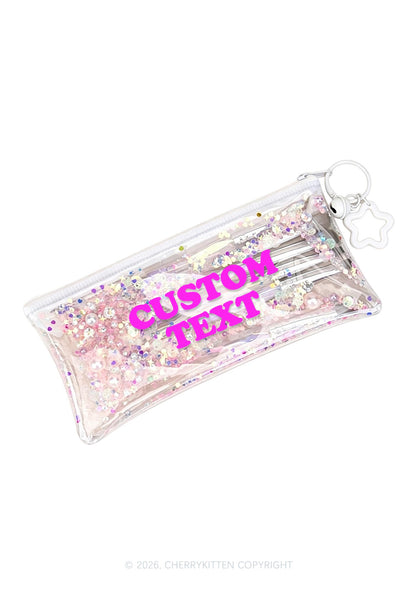 Custom Text Y2K Quicksand Transparent Pencil Pouch Cherrykitten