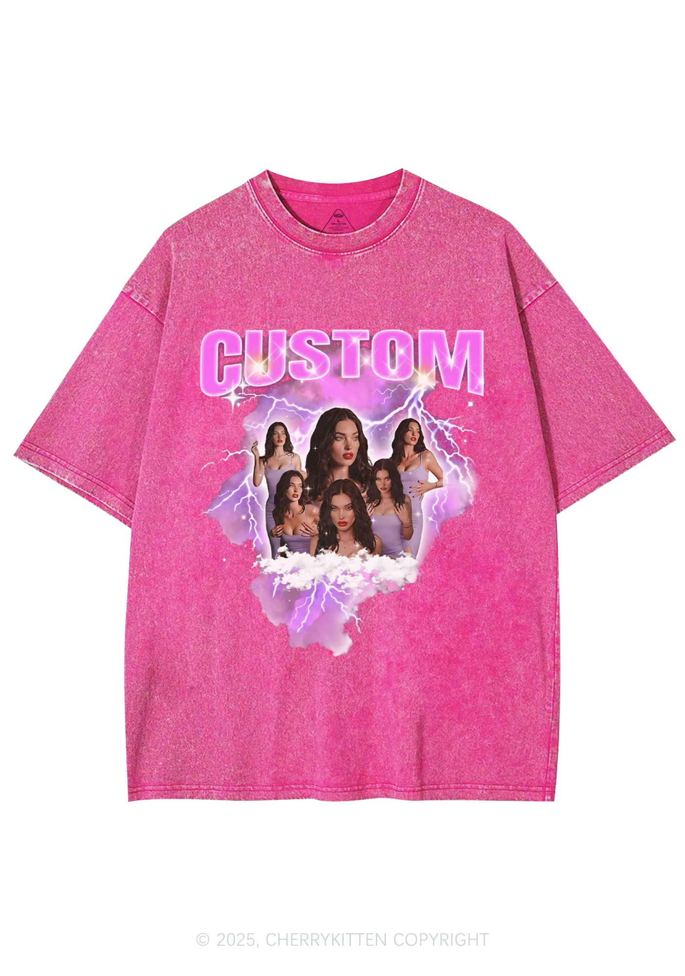 Custom Photo Storm Art Y2K Shirts Washed Tee Cherrykitten