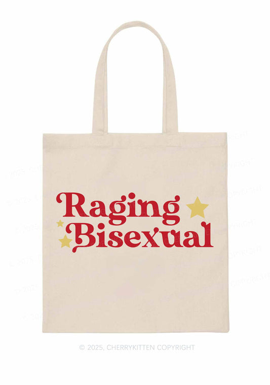 Raging Bisexual Stars Pride Y2K Canvas Tote Bag Cherrykitten