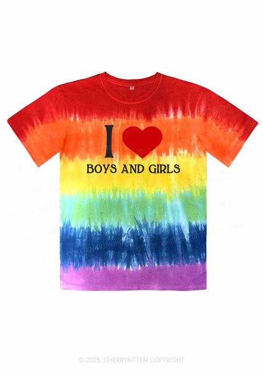 I Love Boys and Girls Pride Y2K Tie Dye Shirts Cherrykitten
