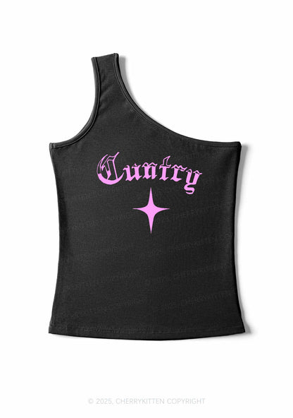 Cuntry Y2K One Shoulder Tank Top Cherrykitten