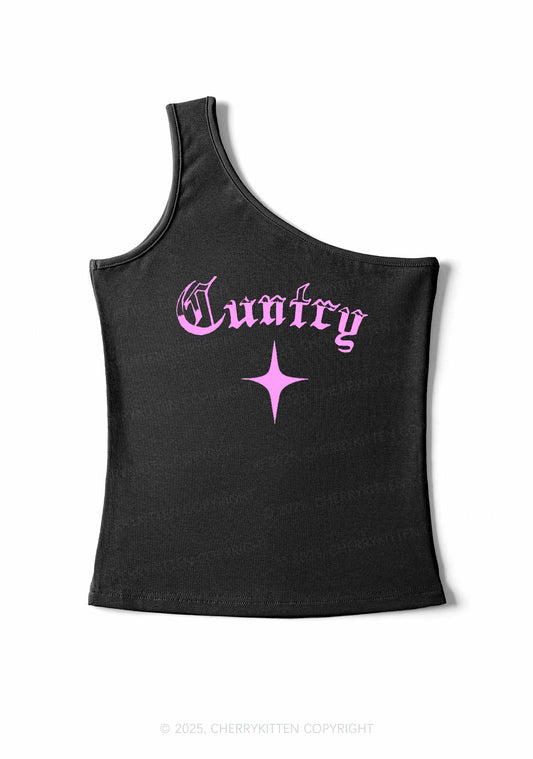 Cuntry Y2K One Shoulder Tank Top Cherrykitten