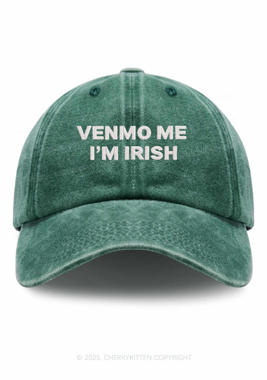 Embroidered Venmo Me Im Irish St Patricks Y2K Washed Baseball Cap Cherrykitten