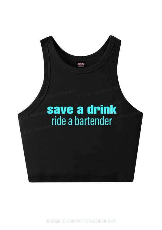 Save A Drink Ride A Bartender Y2K Crop Tank Top Cherrykitten