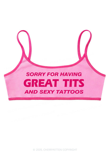 Sorry For Great Txts And Sexy Tattoos Y2K Super Crop Cami Cherrykitten