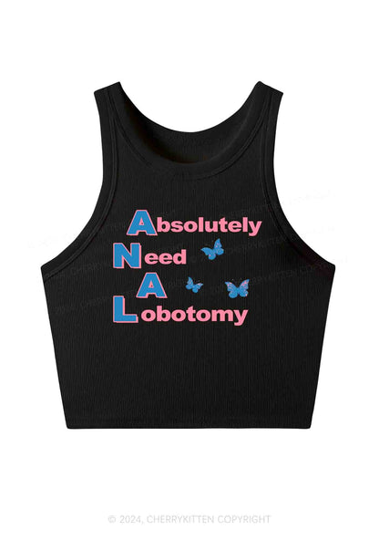 Absolutely Need A Lobotomy Y2K Crop Tank Top Cherrykitten