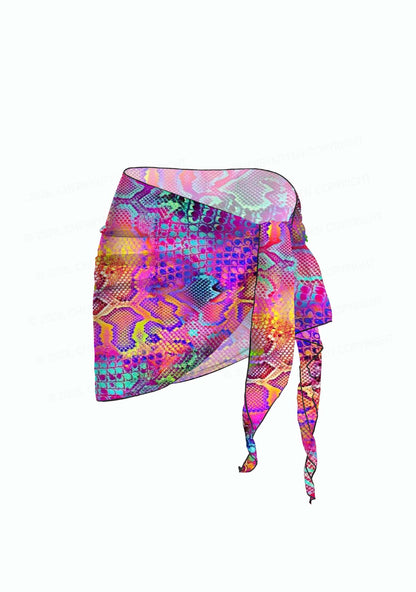 Rainbow Snake Skin Y2K Print Bikini Set Cherrykitten