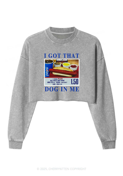 I Got That Hot Dog In Me Y2K Crop Washed Sweatshirts Cherrykitten