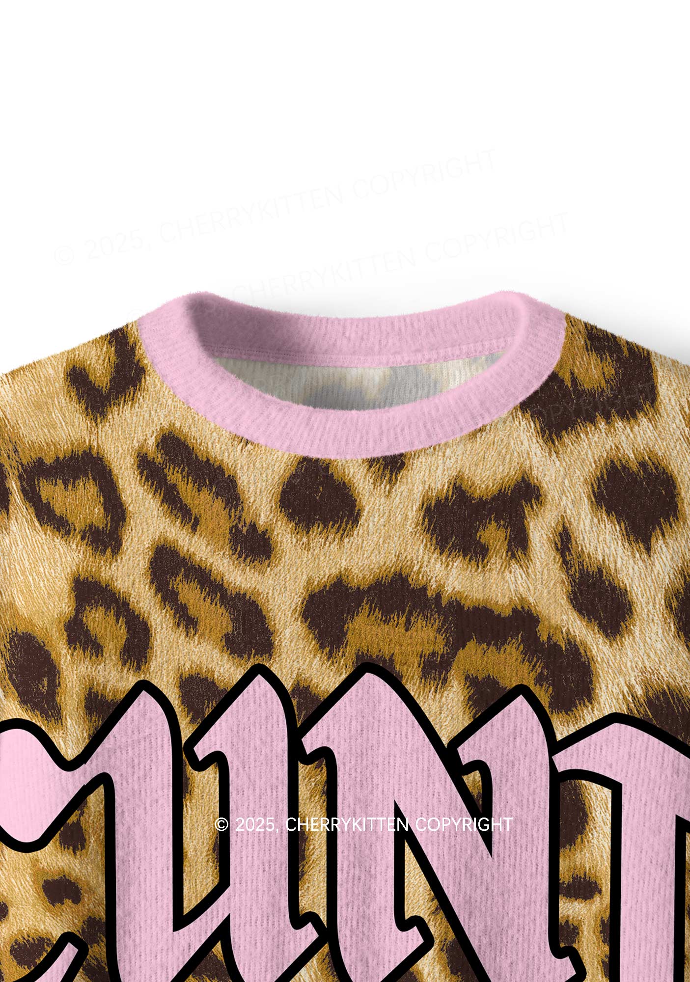 Leopard Cxxt Star Y2K Christmas Knit Sweatshirt Cherrykitten