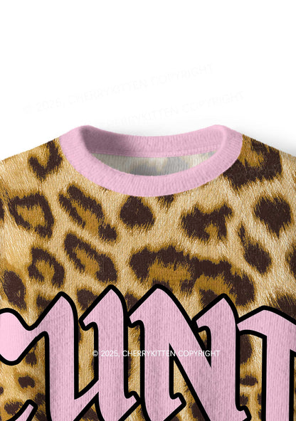 Leopard Cxxt Star Y2K Christmas Knit Sweatshirt Cherrykitten