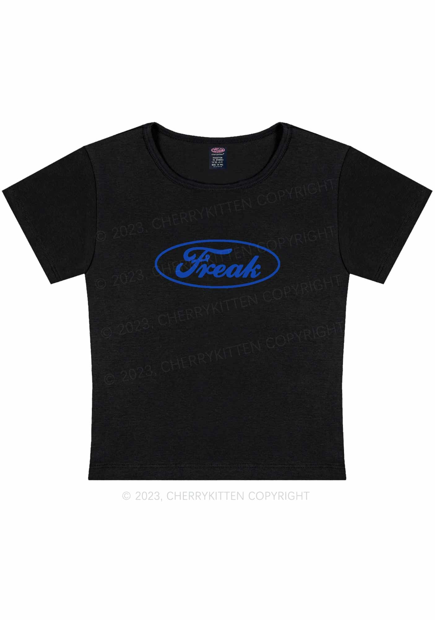 Curvy Oval Freak Y2K Baby Tee Cherrykitten