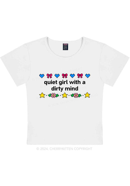 Curvy Quiet Girl Dirty Mind Y2K Baby Tee Cherrykitten