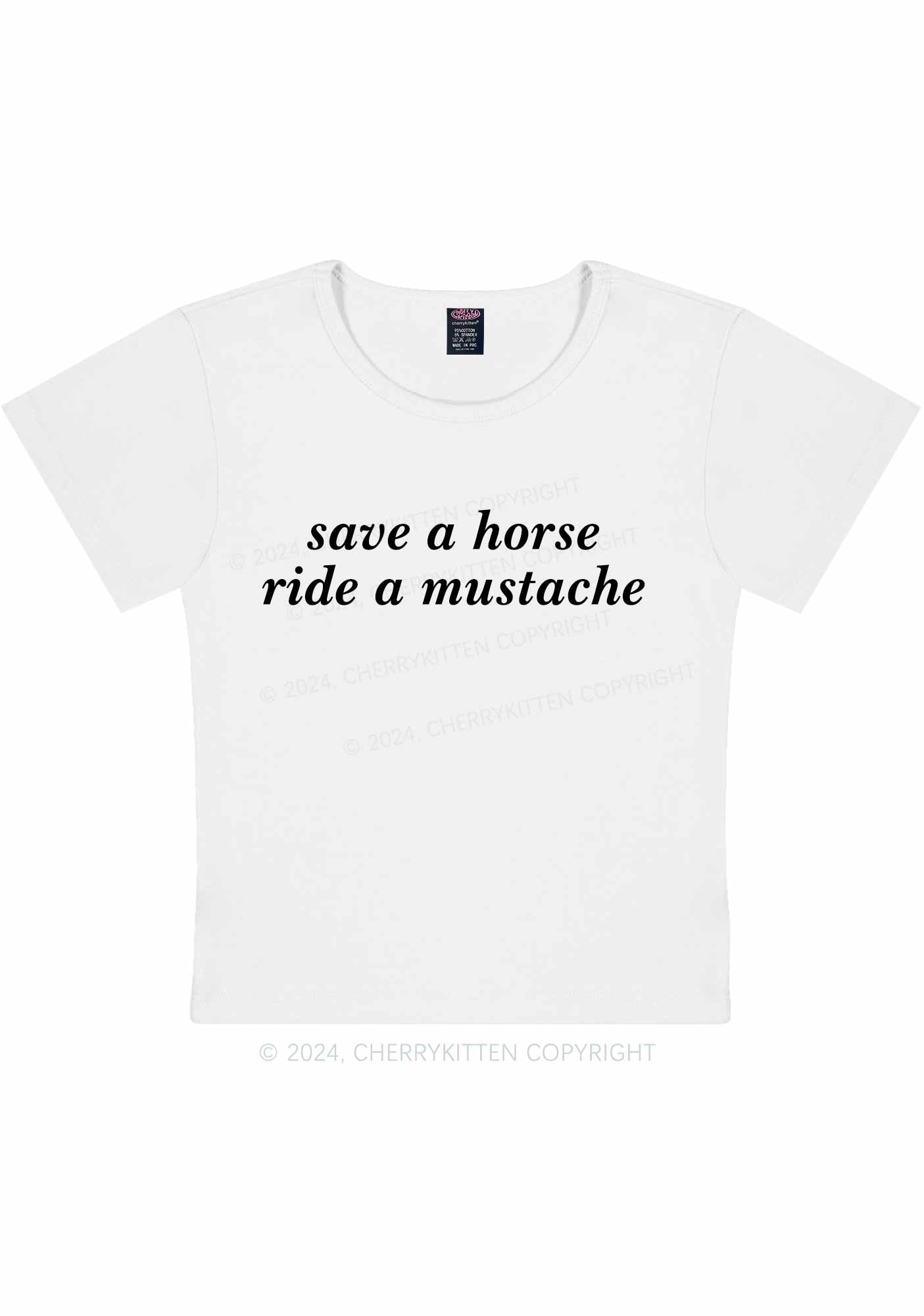 Ride A Mustache Y2K Baby Tee Cherrykitten