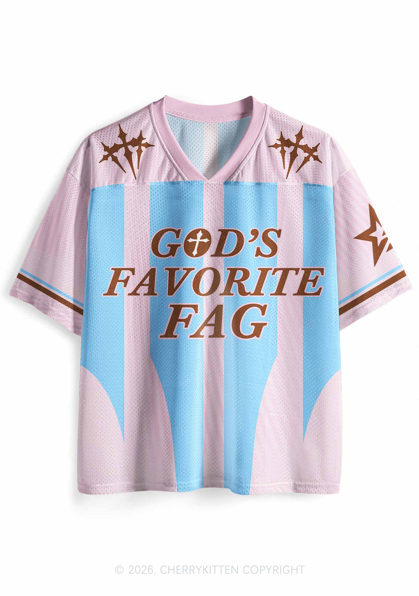 Light Pink Gods Favorite Fag Pride Y2K Sport Jersey Shirts Cherrykitten