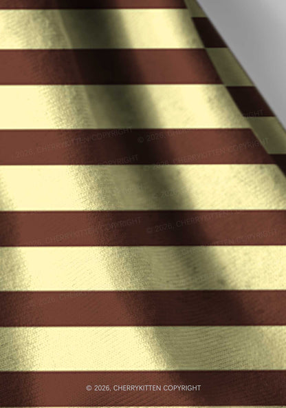 Yellow Brown Stripes Y2K Print Headband Cherrykitten