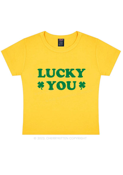 Lucky Green St Patricks Y2K Baby Tee Cherrykitten