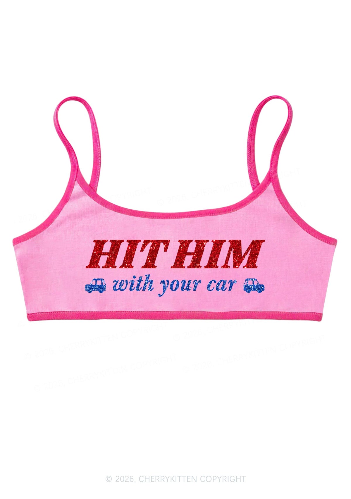 Glitter Hit Him Y2K Super Crop Cami Cherrykitten