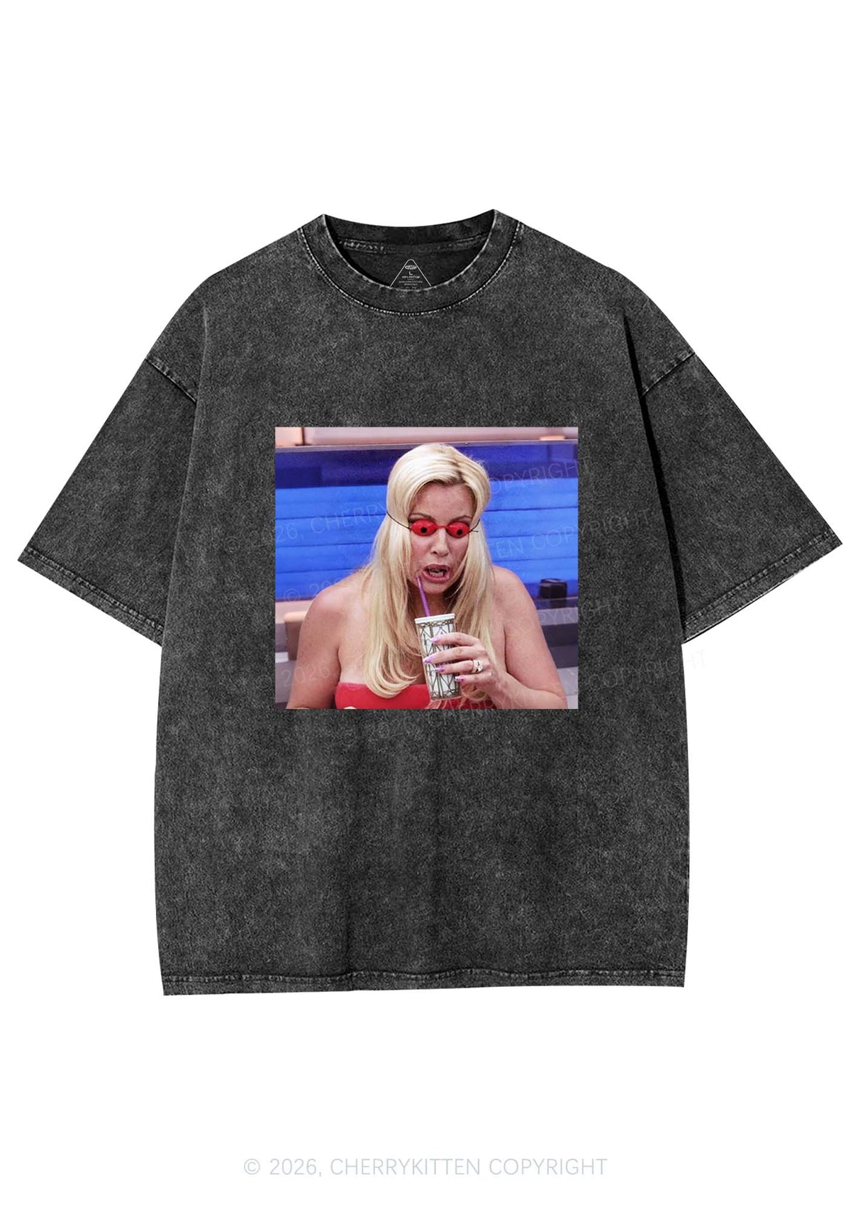 Red Eyeball Blonde Y2K Shirts Washed Tee Cherrykitten