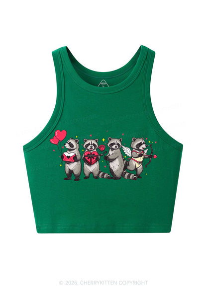 Raccoon Cupids Valentine's Day Y2K Crop Tank Top Cherrykitten
