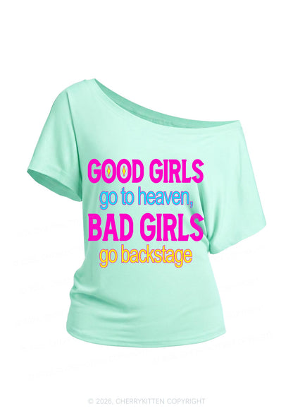 Bad Girls Go Backstage Y2K Off Shoulder Tee Cherrykitten