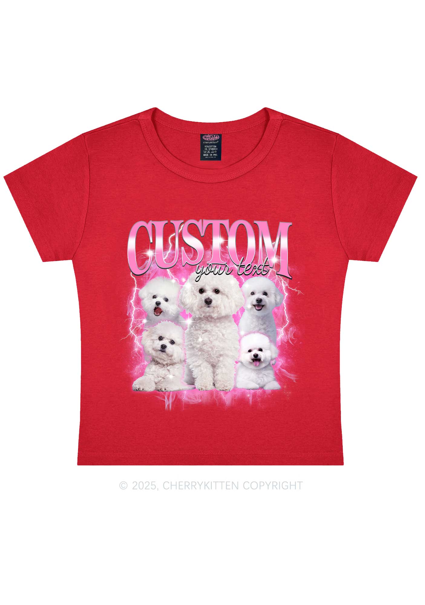 Custom Cute Puppy Photo Y2K Baby Tee Cherrykitten
