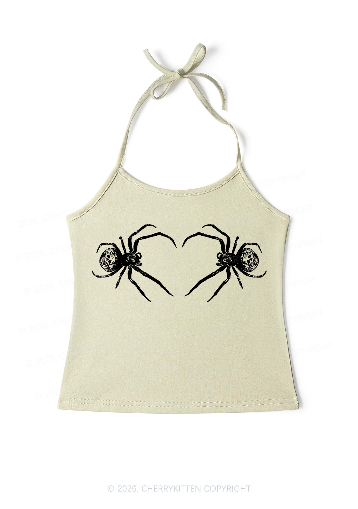 Skull Spider Y2K Halter Neck Cami Cherrykitten
