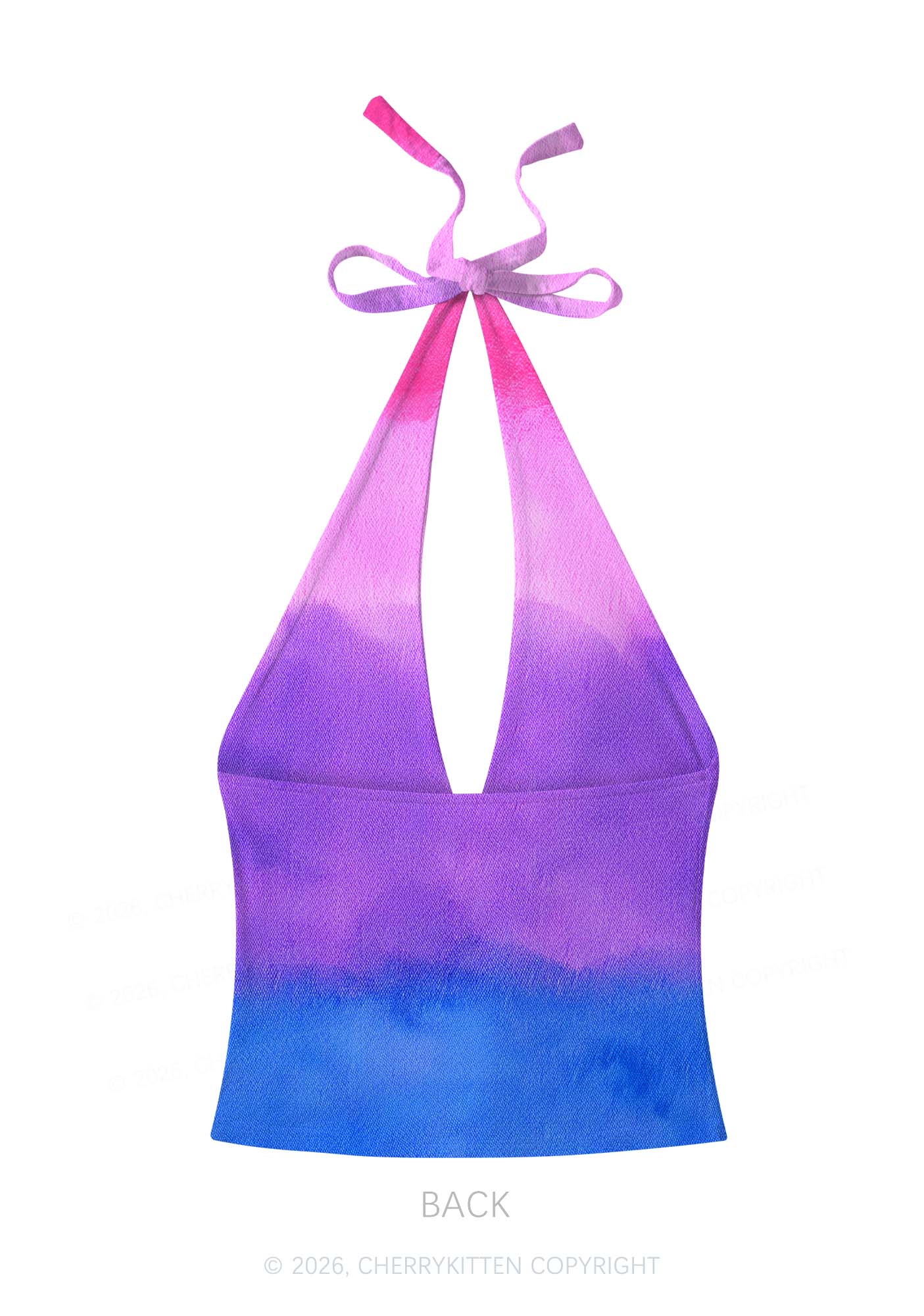 Bisexual Tie Dye Pride Y2K Print Halter Deep V Neck Cami Cherrykitten