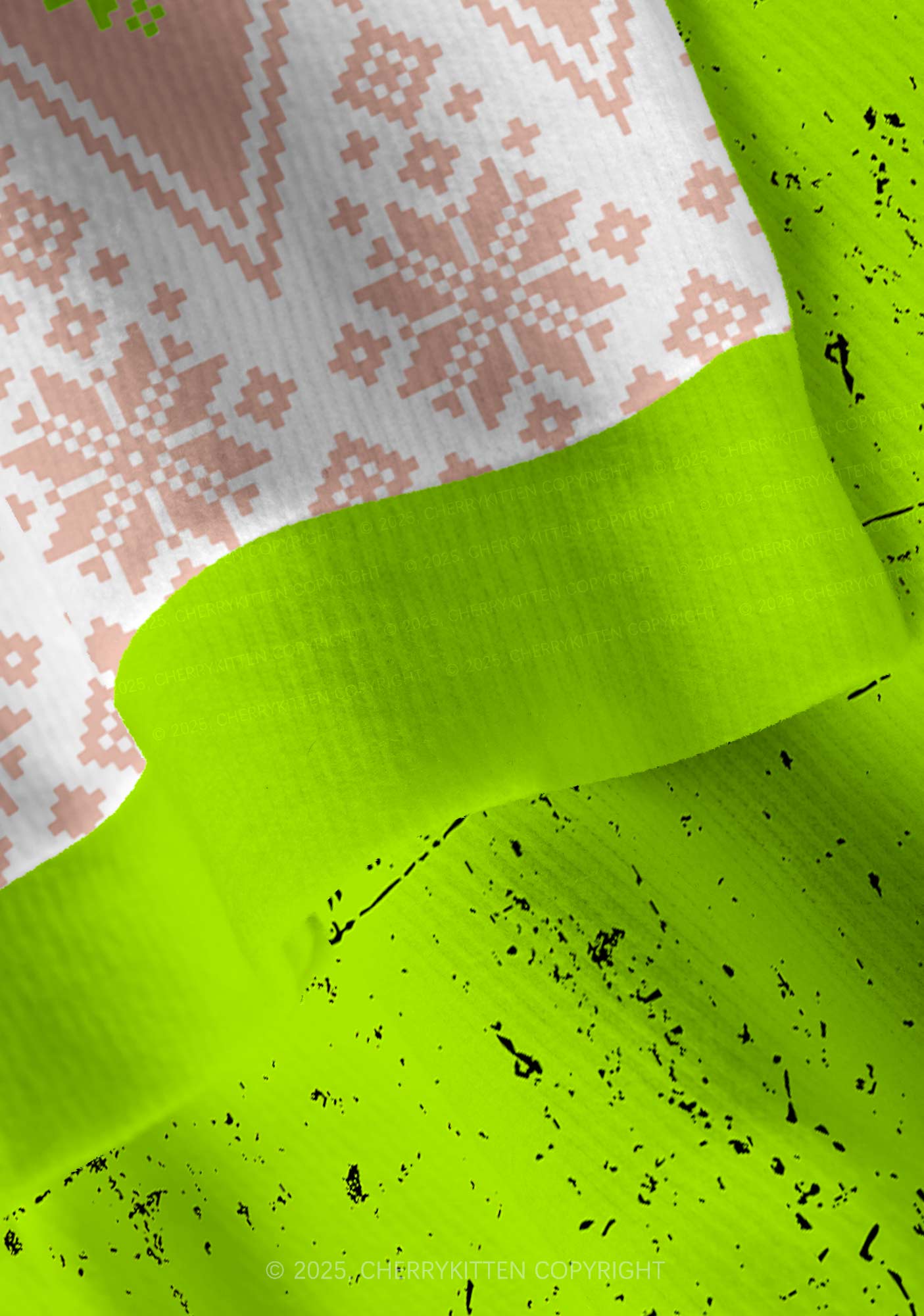 Green Bikini Santa Y2K Christmas Cardigan Knit Sweatshirt Cherrykitten