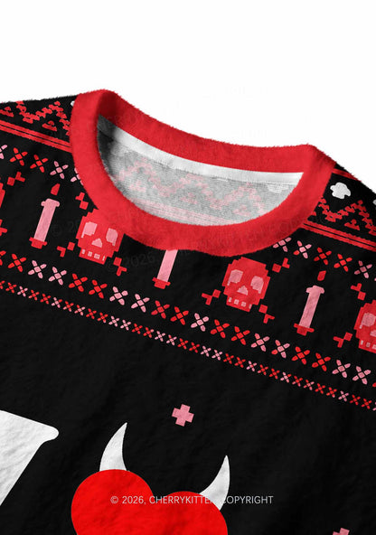 Halloween I Love S Demons Y2K Christmas Knit Sweatshirt Cherrykitten