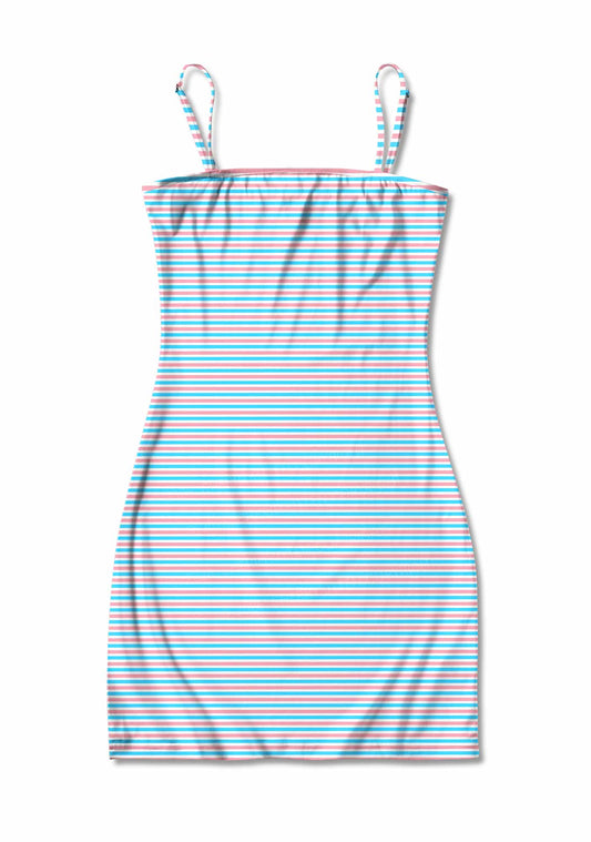Trans Stripes Pride Y2K Print Slip Dress Cherrykitten