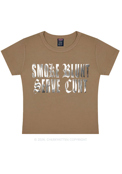 Smoke Blunt Silver Foil Printed Y2K Baby Tee Cherrykitten