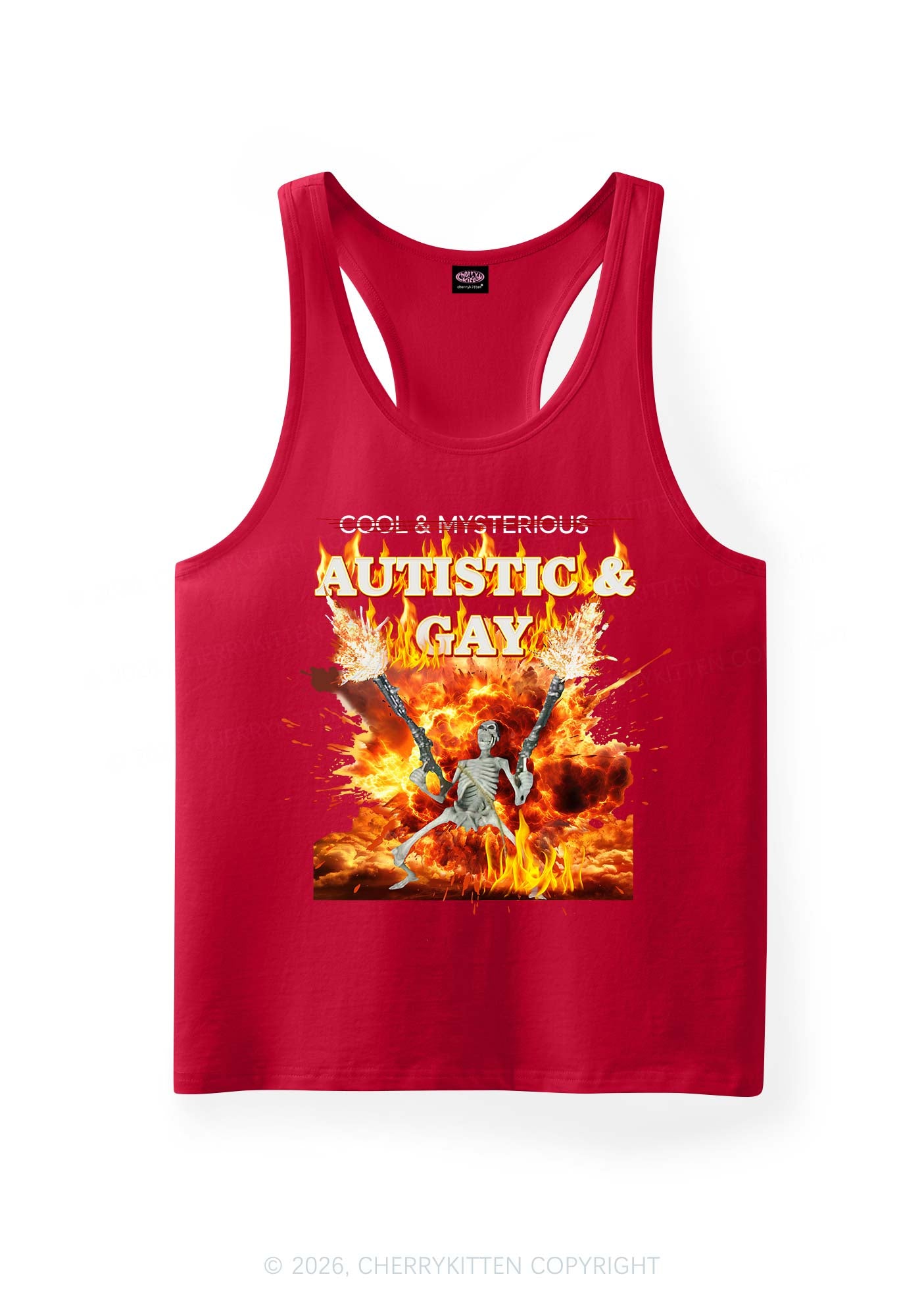 Autistic Gay Skeleton Pride Y2K Men Racerback Tank Top Cherrykitten