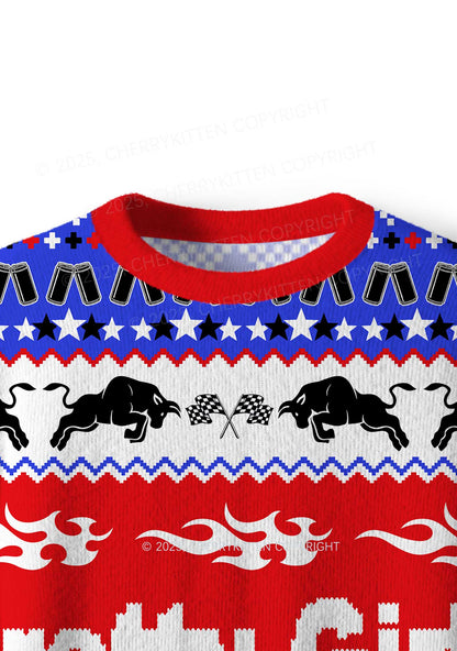 Pretty Girls Drink Redbull Y2K Christmas Knit Sweatshirt Cherrykitten