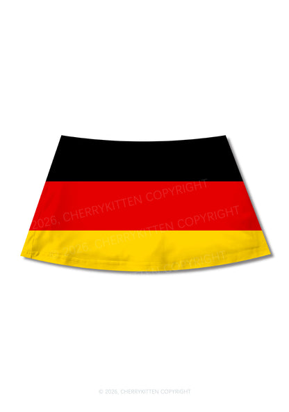 Black Red Yellow Stripe Y2K Print Mini Skirt Cherrykitten