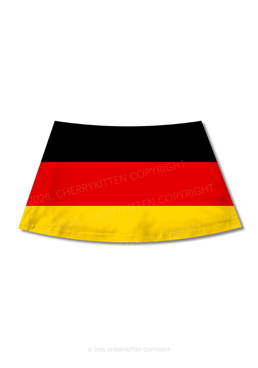 Black Red Yellow Stripe Y2K Print Mini Skirt Cherrykitten