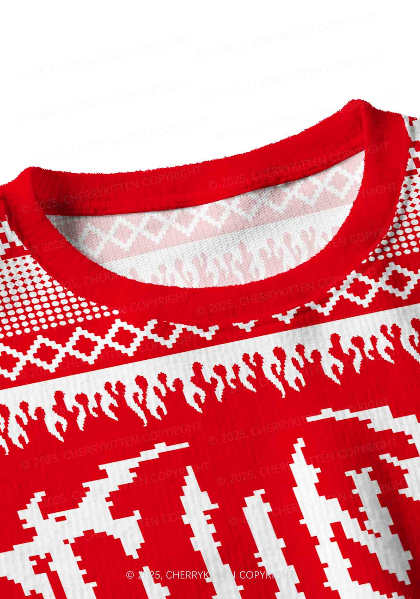 Punk Cxxt Y2K Christmas Crop Knit Sweatshirt Cherrykitten