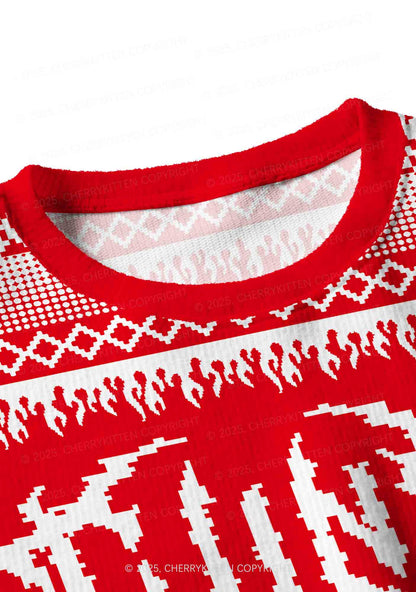 Punk Cxxt Y2K Christmas Crop Knit Sweatshirt Cherrykitten